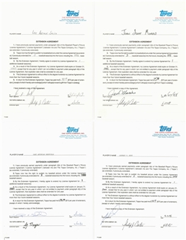 Lot of (6) Baseball Greats Signed Topps Chewing Gum Contracts Including Sheffield & Smith (JSA)